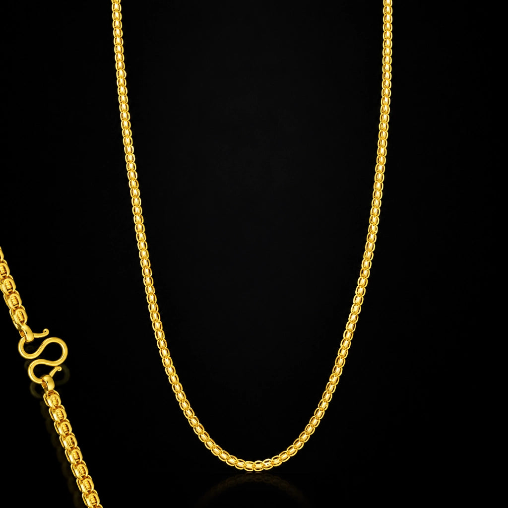 Gents Byzantine Oval Link Plain Chain Gold Layered