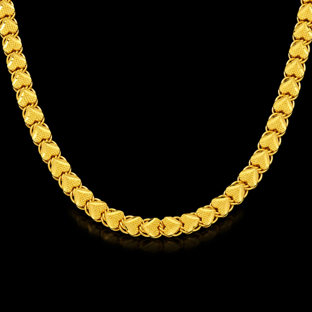 Heart Link Fancy Plain Chain Gold Layered