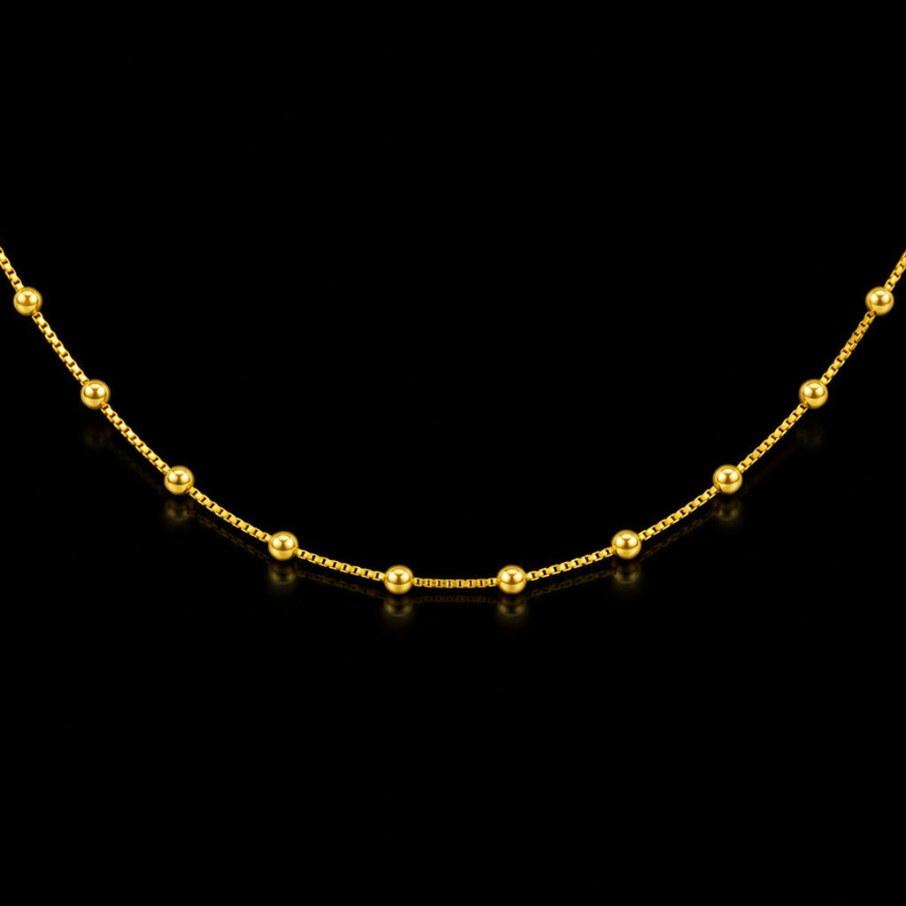 Satellite Bead Box Plain Chain Gold Layered