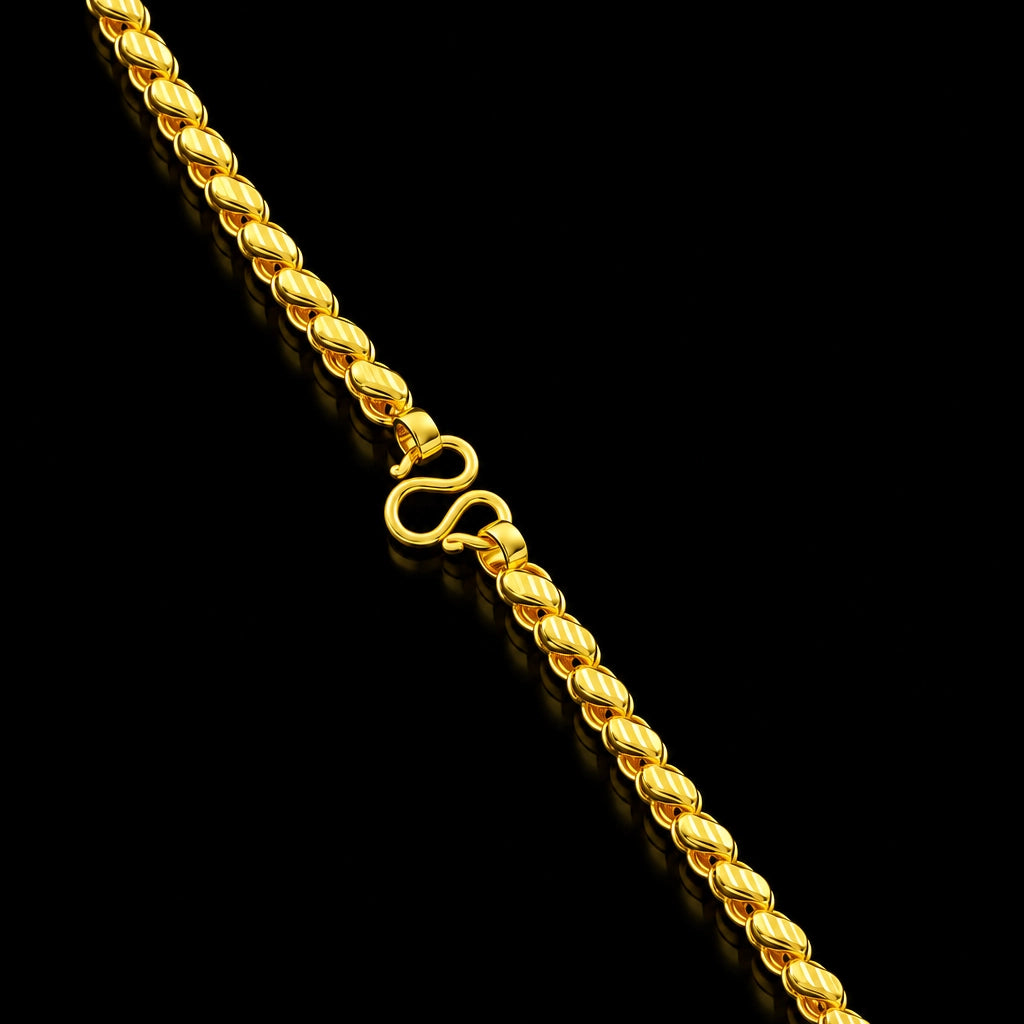 Fancy Twist Oval Link Plain Chain Gold Layered