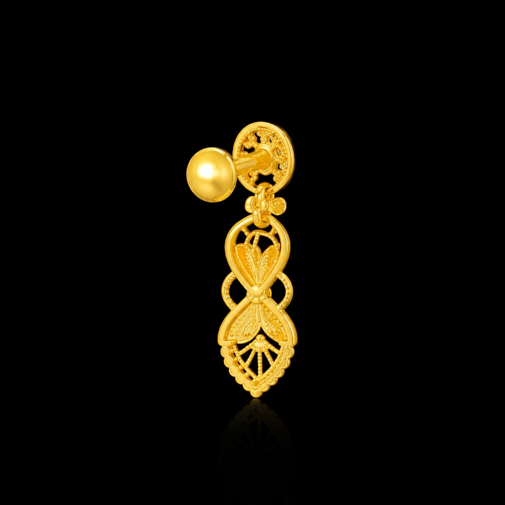 Filigree Leaf Fringe Pendant Necklace Set Short Gold Layered