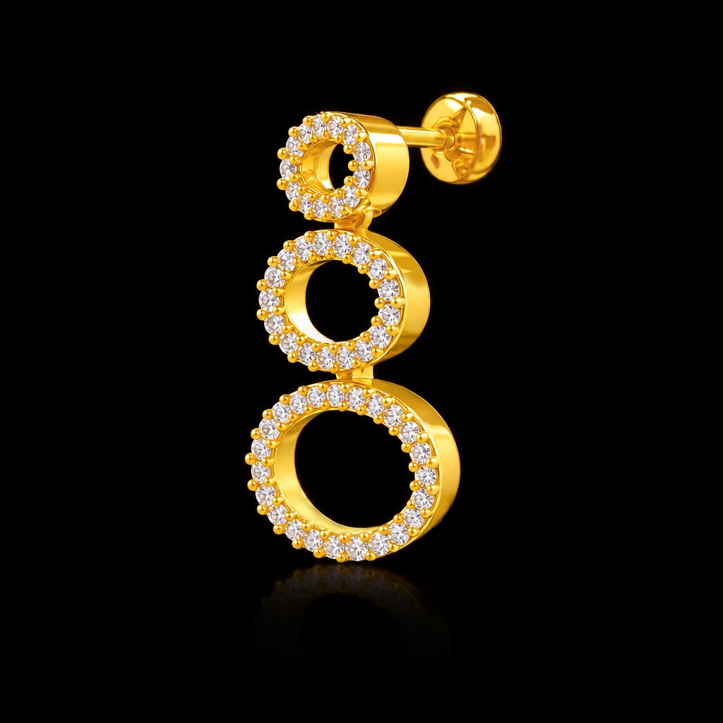 CZ Oval Link Graduated Necklace Set Short Gold Layered