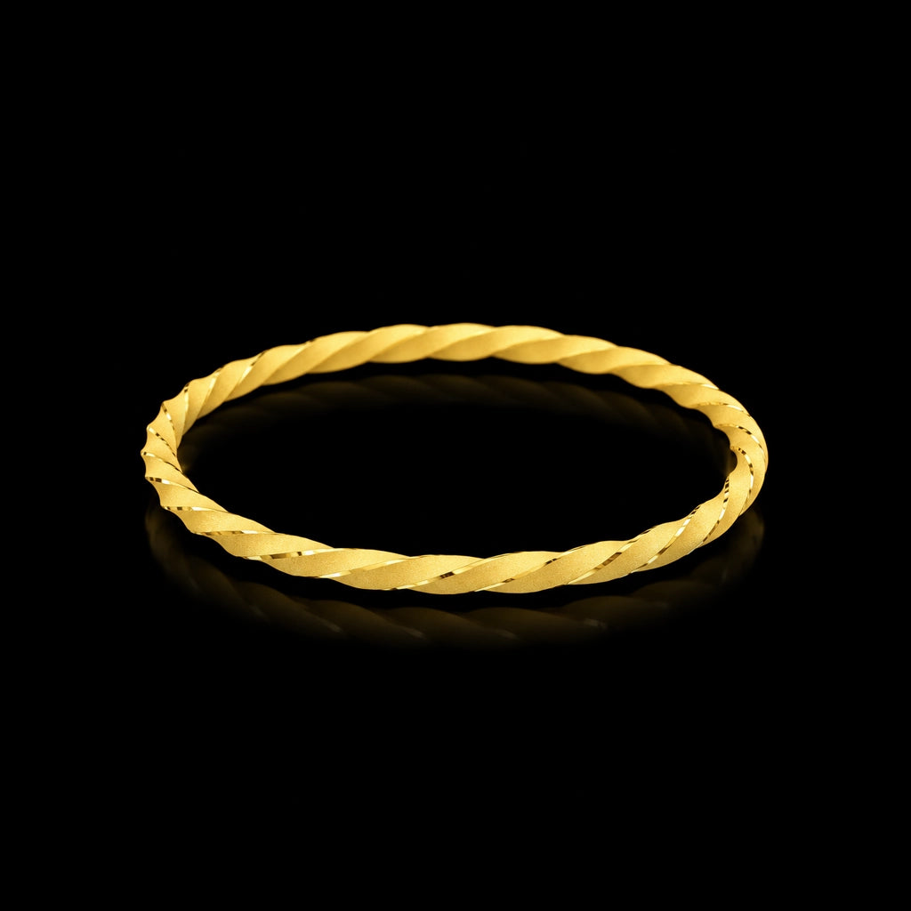 Twin Diamond Cut Bangle Gold Layered