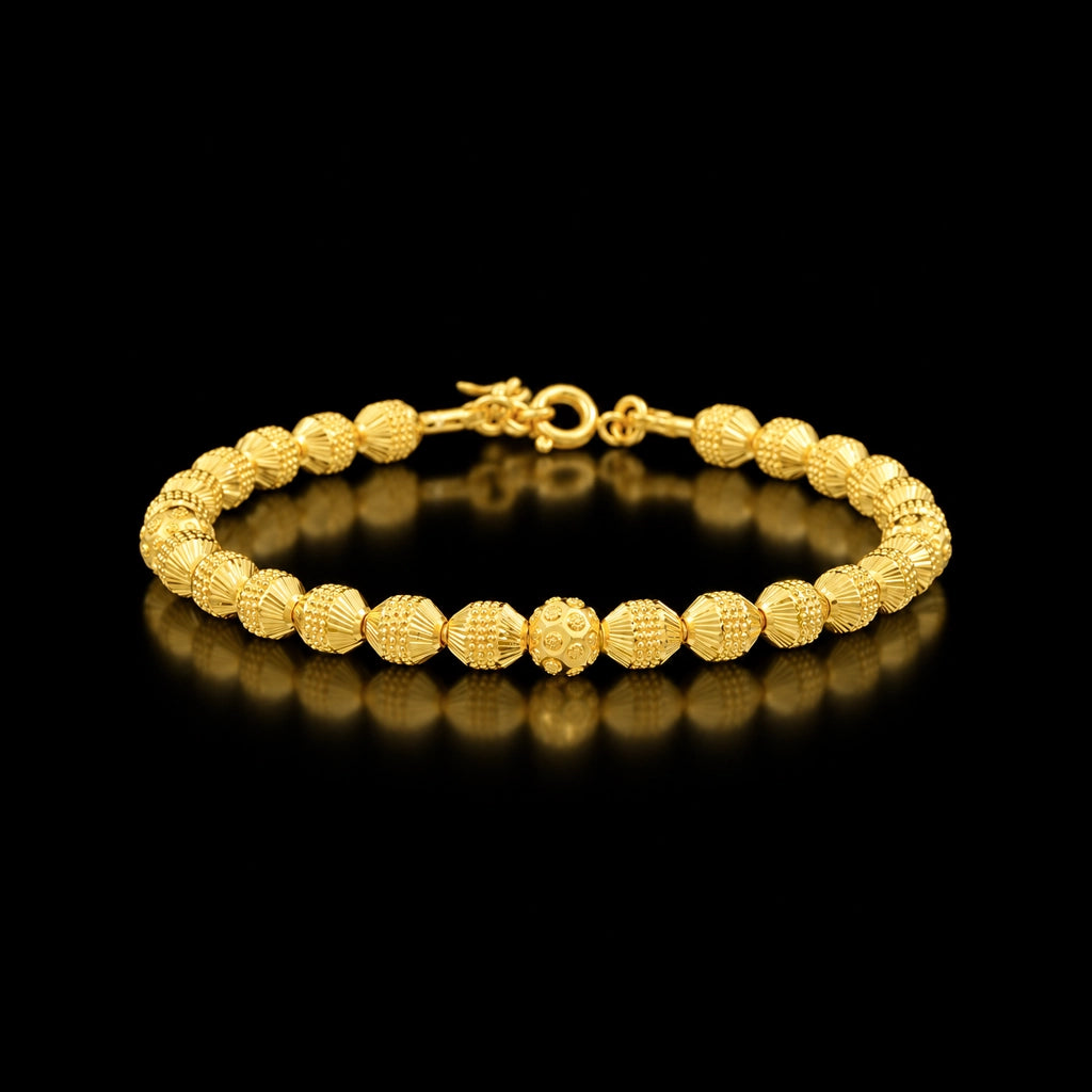 Bead Charm Wire Bracelet Bangle Gold Layered