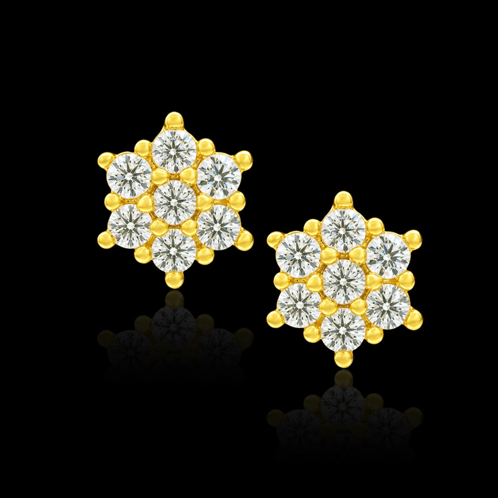 CZ Floret Cluster Stud Gold Layered