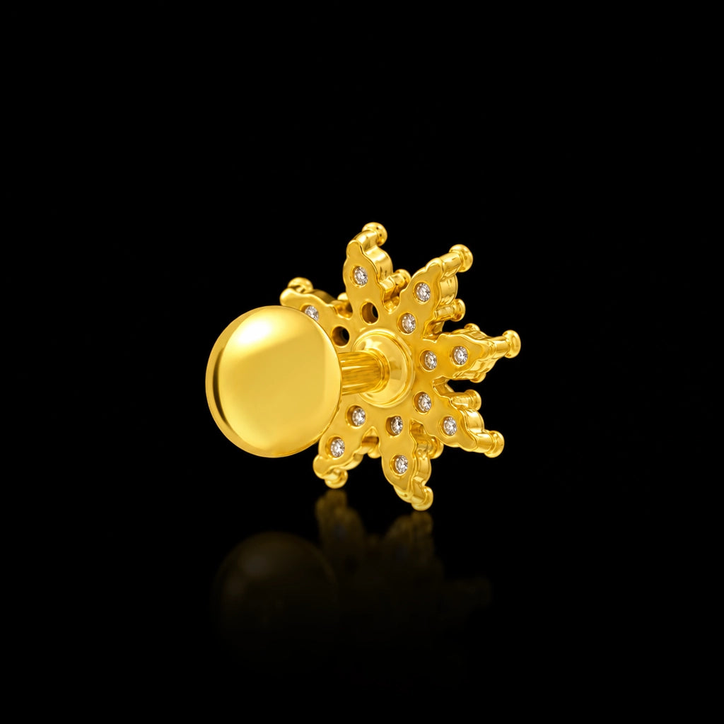 CZ Sun Ray Pave Sreshta Stud Gold Layered