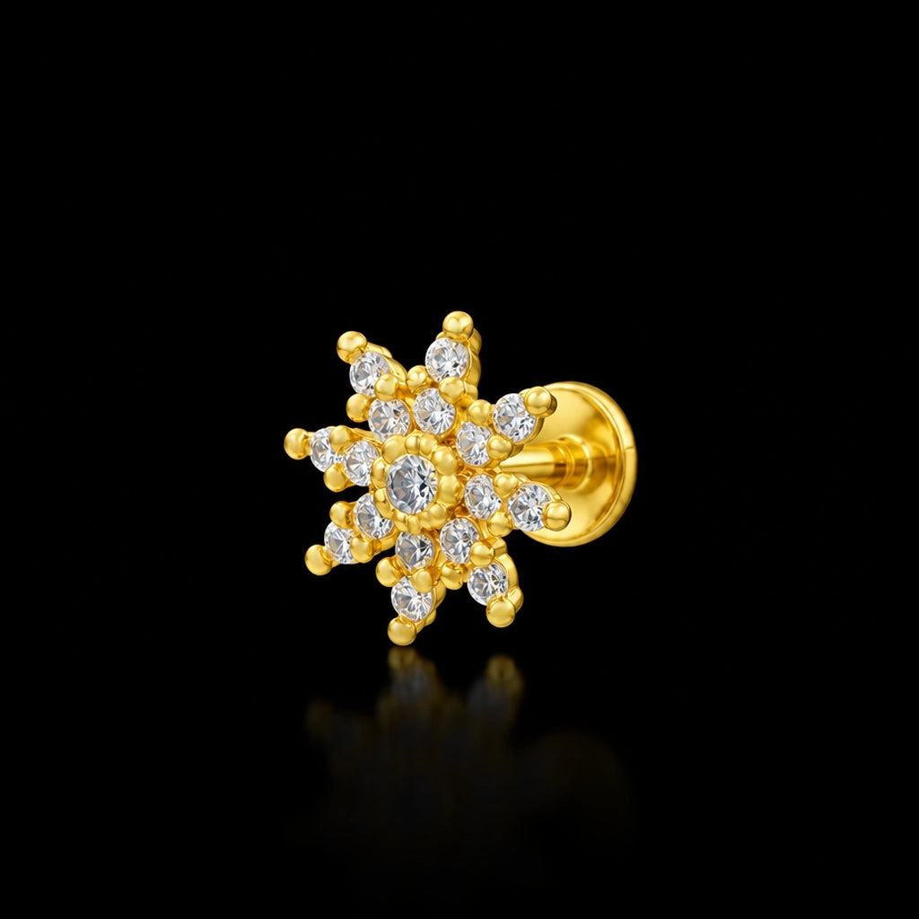 CZ Sun Ray Pave Sreshta Stud Gold Layered