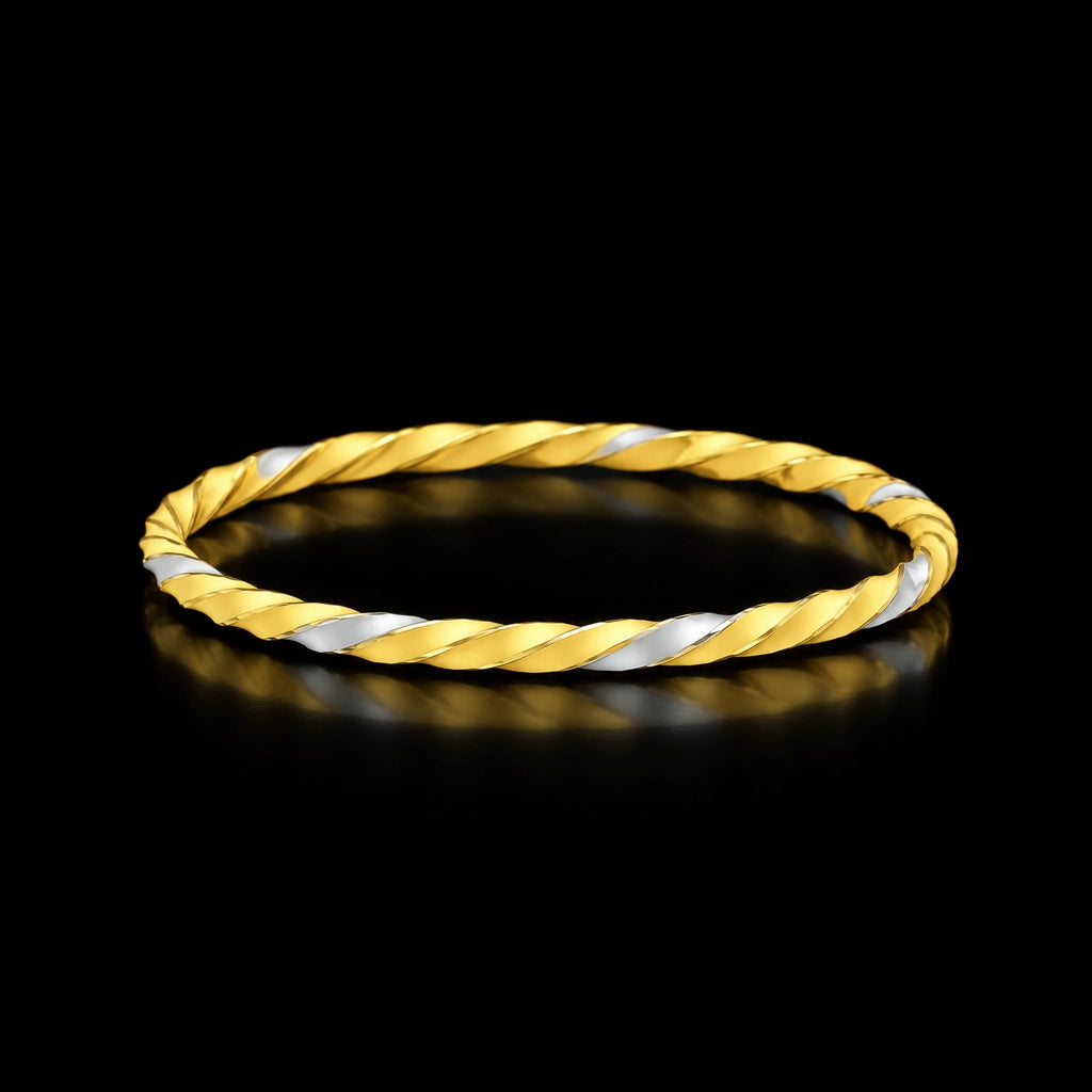 Twisted Rope Two Tone Bangle Gold Layered