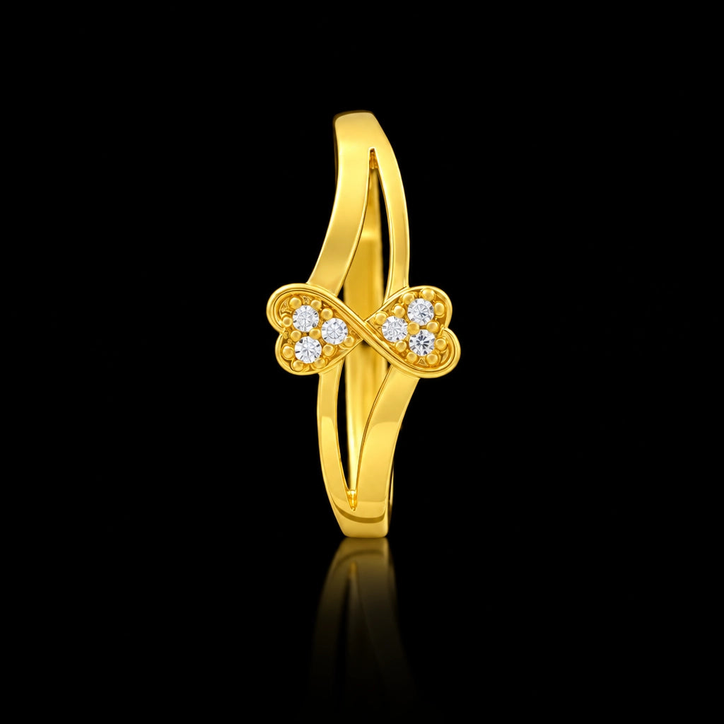 Twin Heart Infinity Split Shank Stone Ring Gold Layered