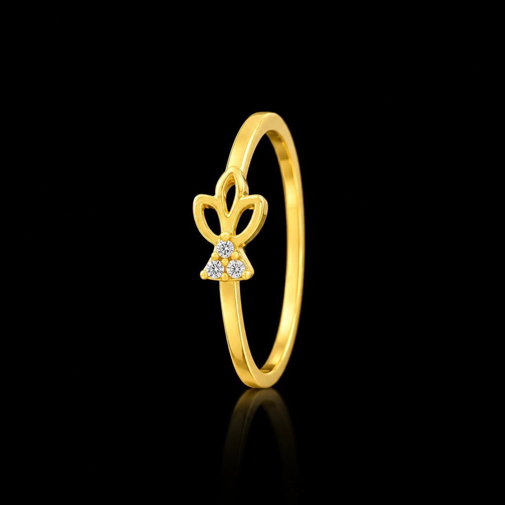 Lotus Petal Cluster Stone Ring Gold Layered