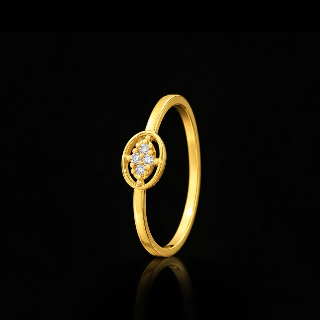Four Stone Cluster Oval Frame Ring Gold Layered