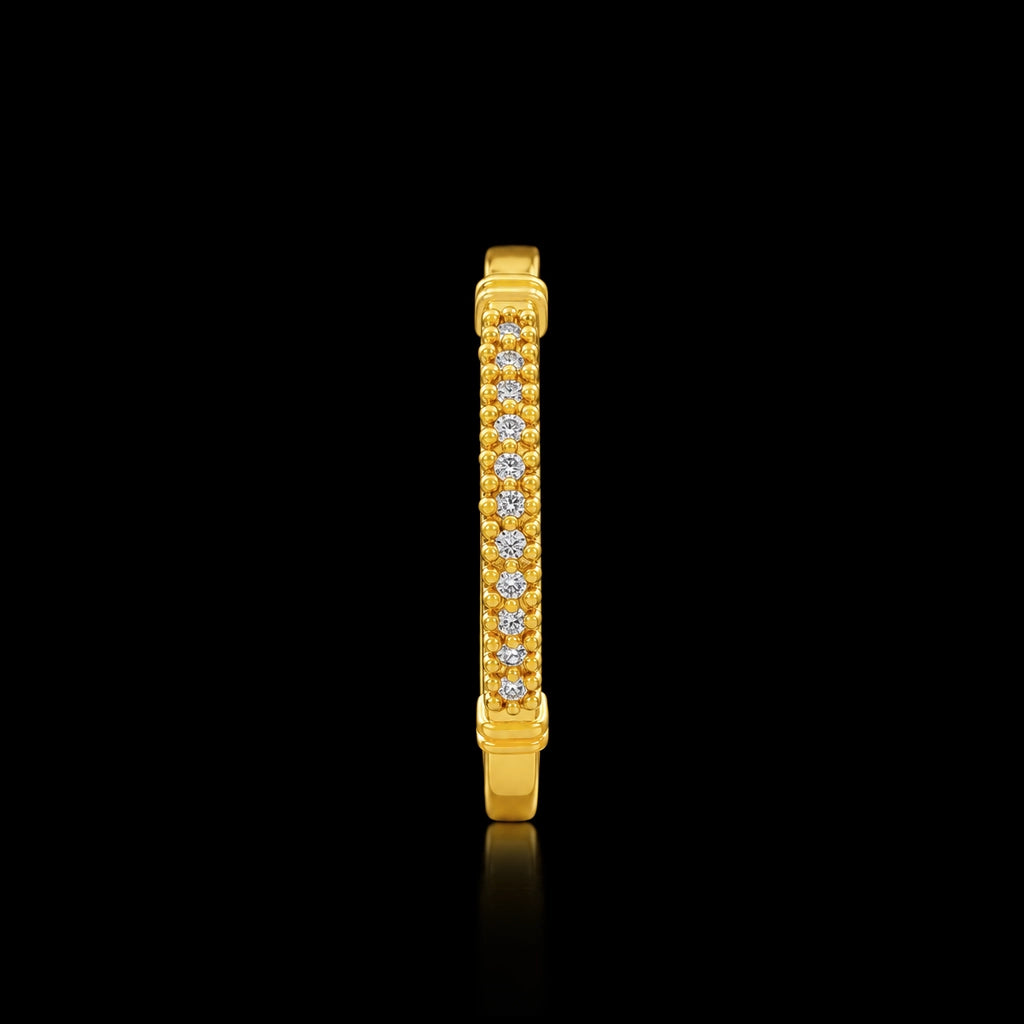 Beaded Edge Stone Band Ring Gold Layered