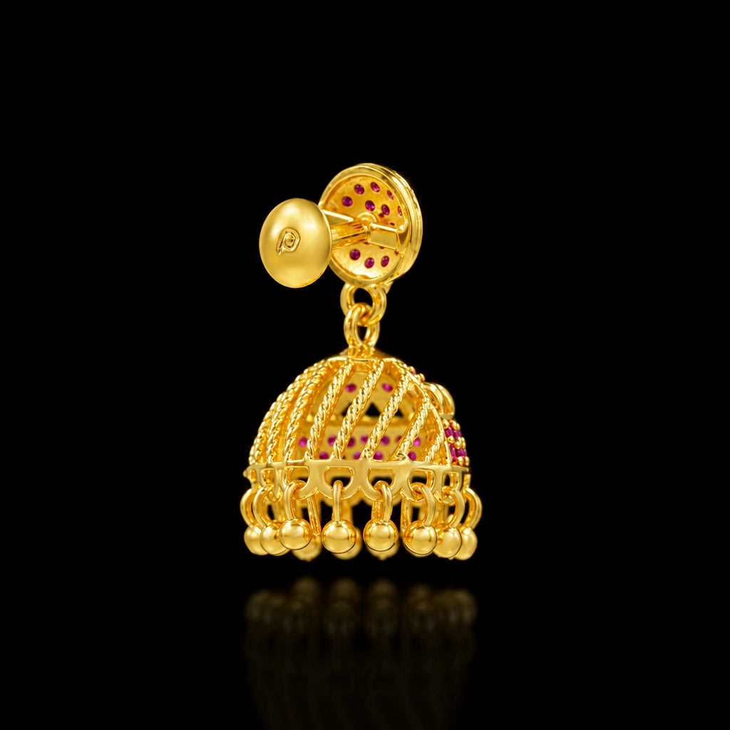 Dome Fringe Stone Jimikka Stud Gold Layered