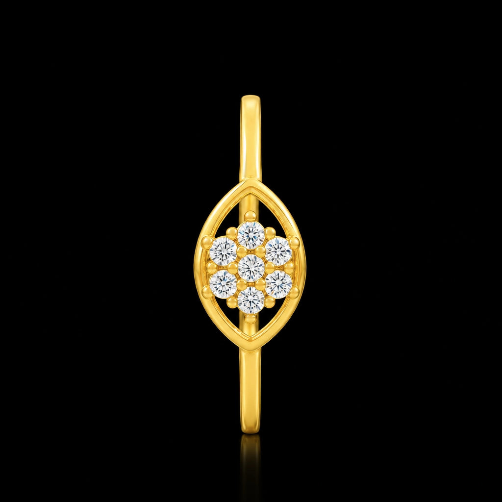Seven Stone Cluster Eye Frame Ring Gold Layered