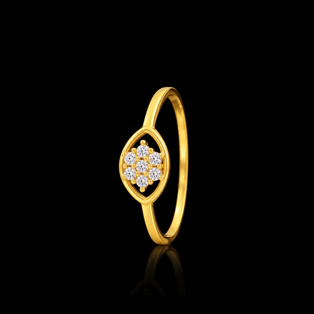 Seven Stone Cluster Eye Frame Ring Gold Layered