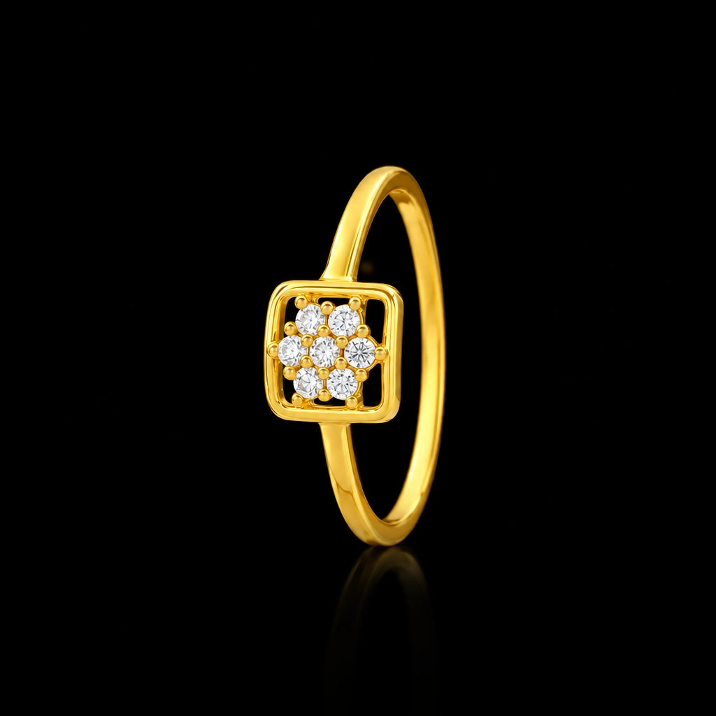 Seven Stone Cluster Square Frame Ring Gold Layered