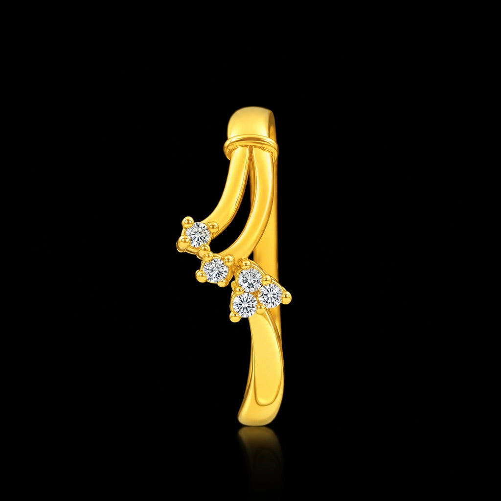 Twin Curve Stone Cluster Fine Ring Gold Layered