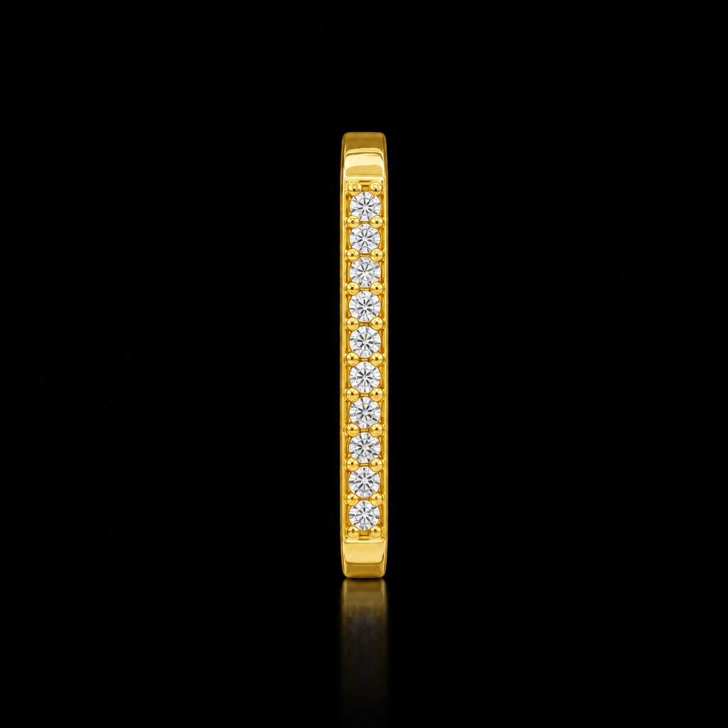 Ten Stone Bar Flat Top Band Ring Gold Layered