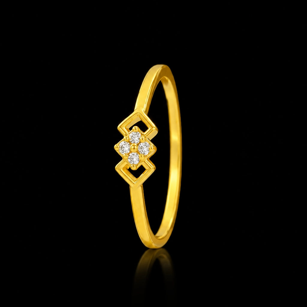 Four Stone Cluster Twin Frame Fine Ring Gold Layered