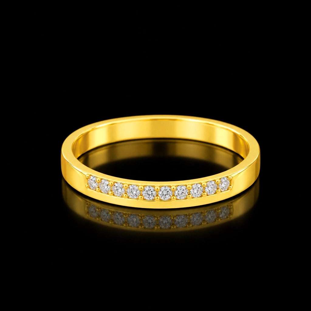 Ten Stone Bar Channel Band Ring Gold Layered