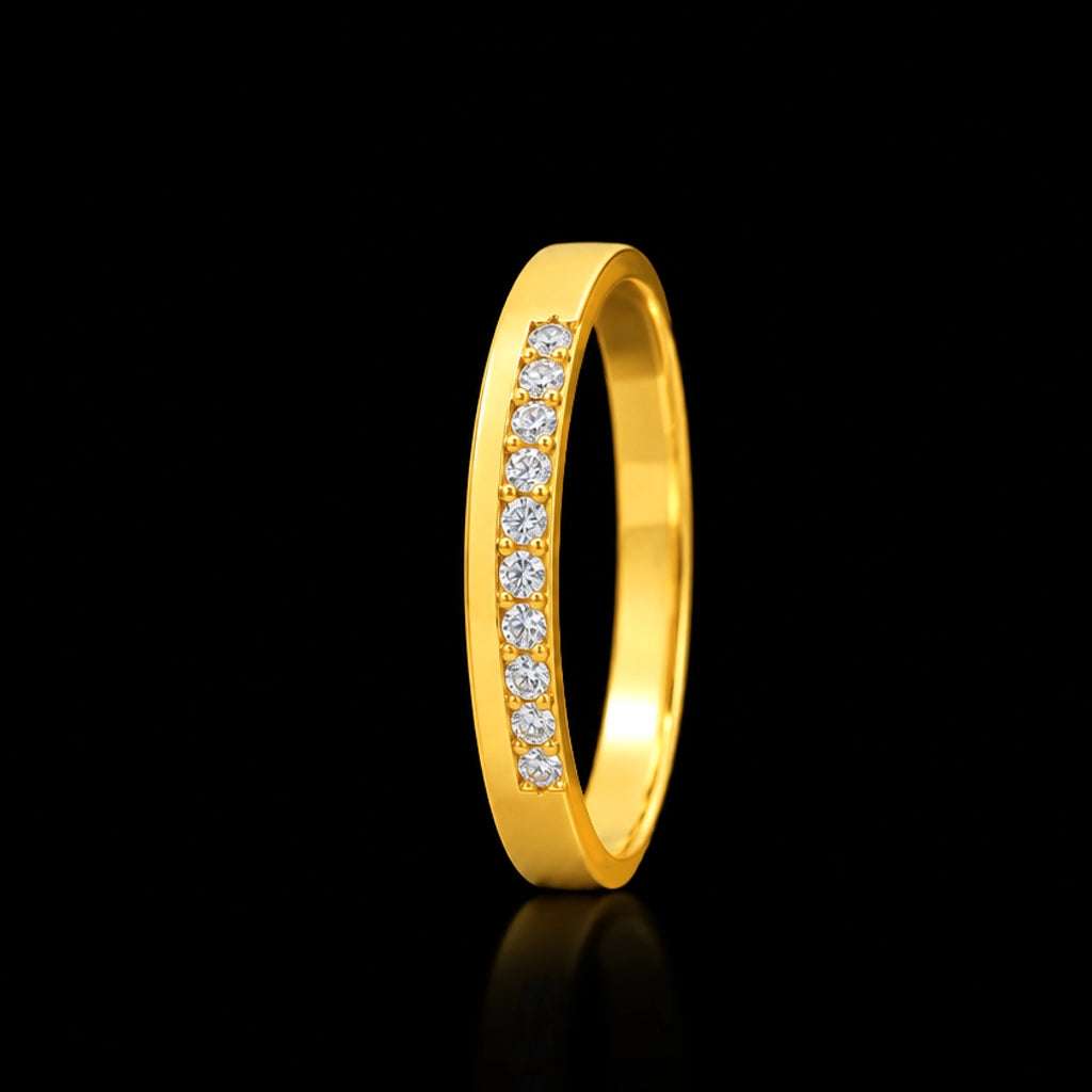 Ten Stone Bar Channel Band Ring Gold Layered