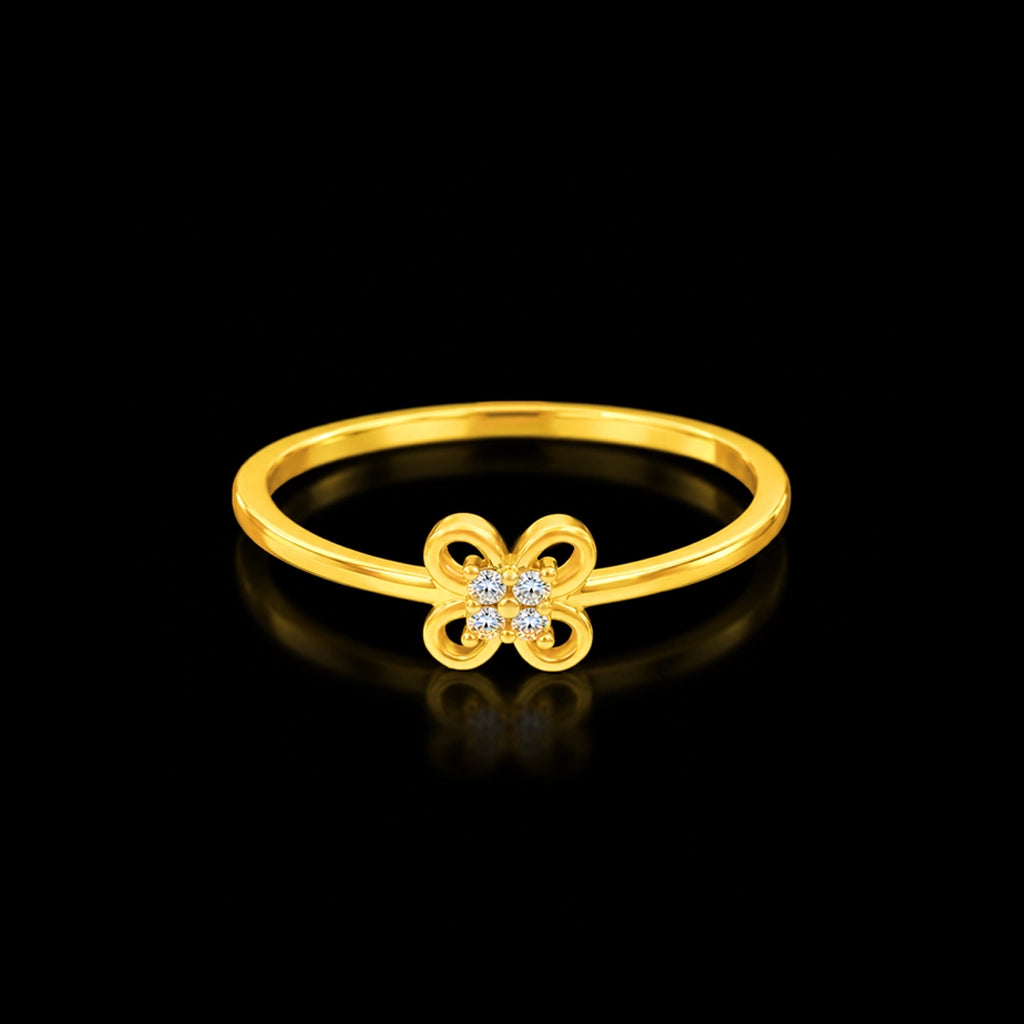 Four Stone Clover Loop Fine Ring Gold Layered