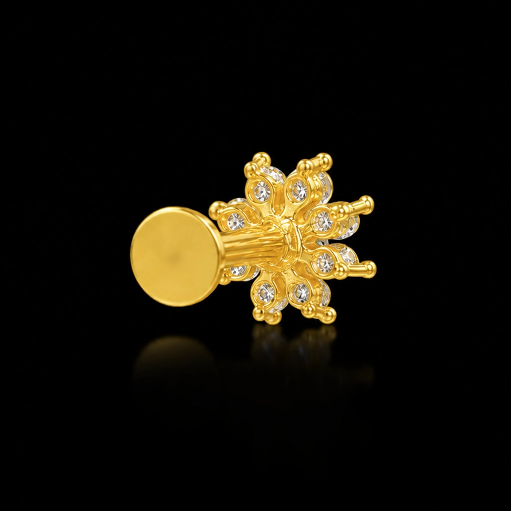 Eight Stone Bloom Cluster Stud Gold Layered