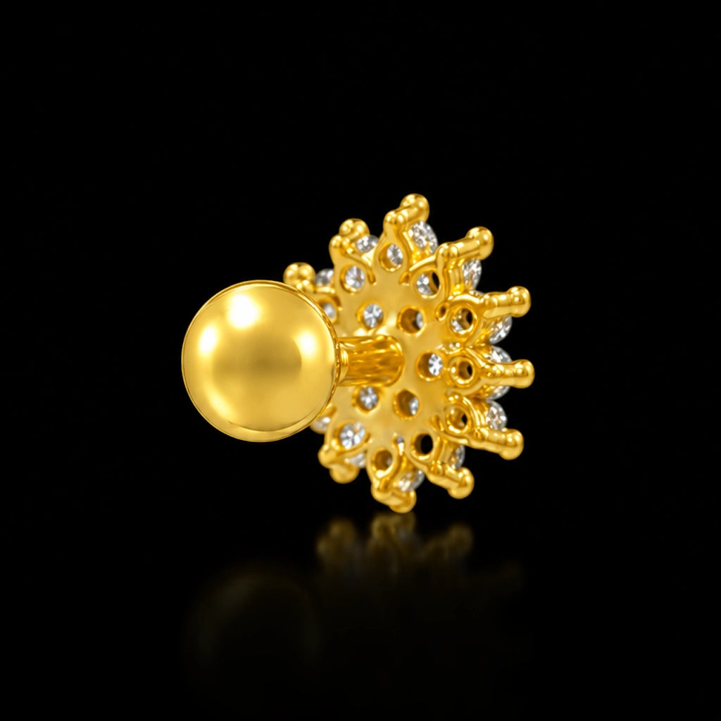 Bloom Cluster Stone Stud Gold Layered