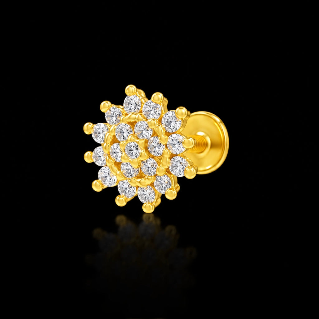 Bloom Cluster Stone Stud Gold Layered