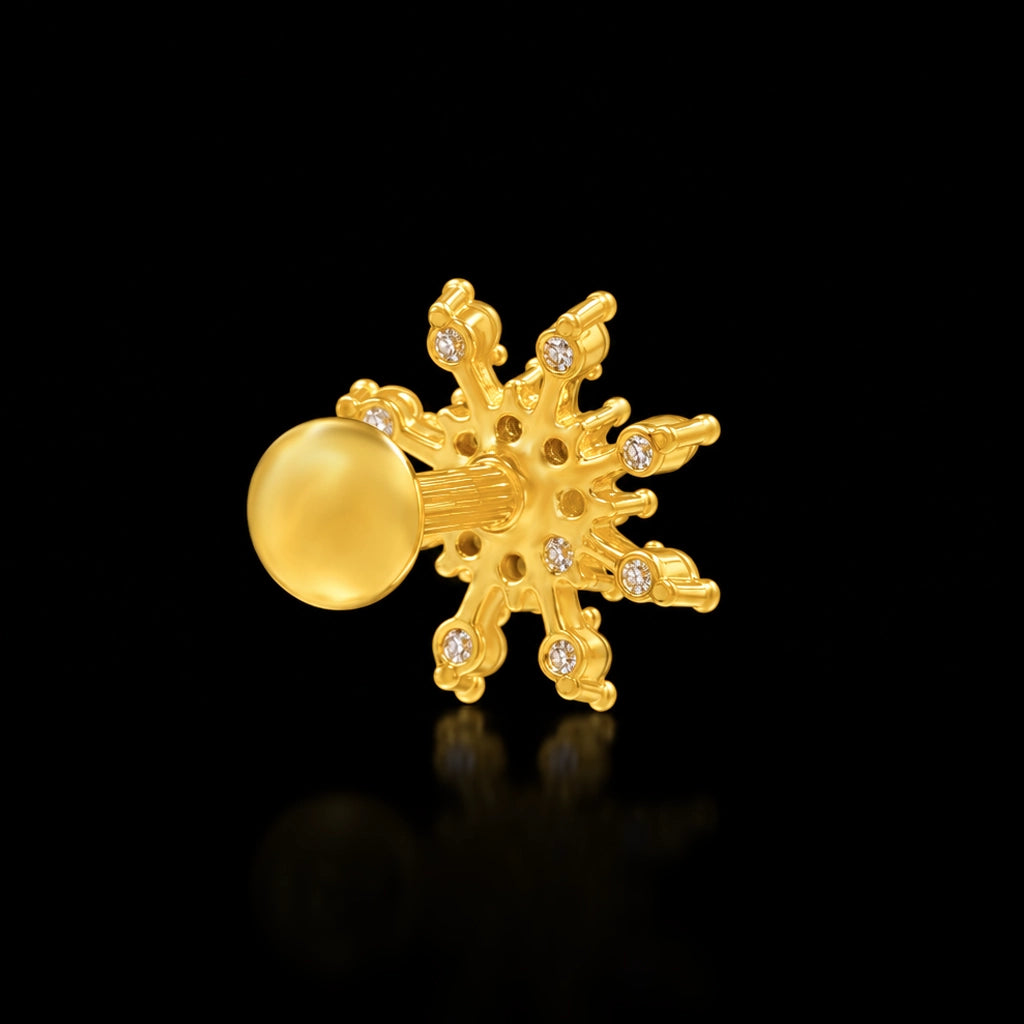 Snowflake Burst Stone Stud Gold Layered