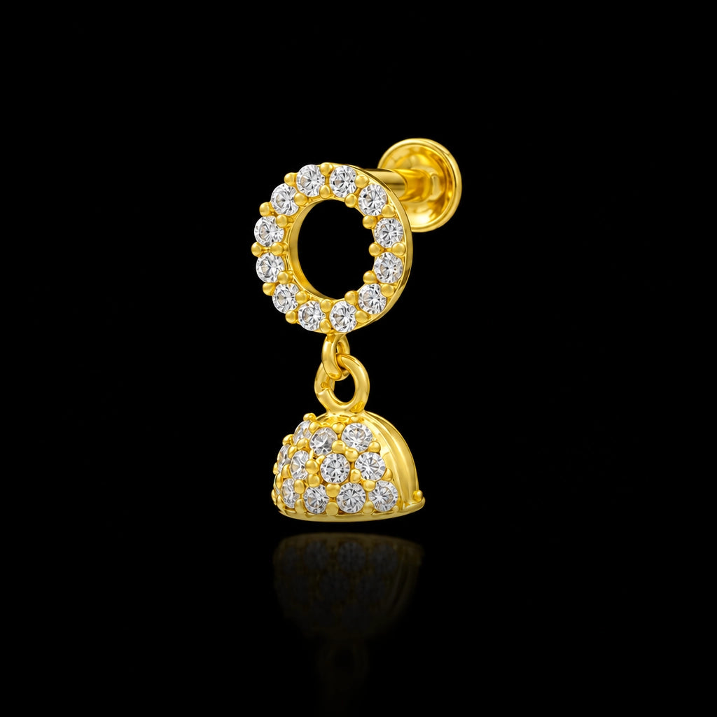 Ring Dome Stone Jimikka Hanging Stud Gold Layered