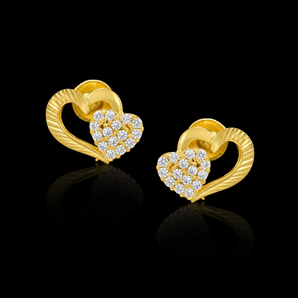 Heart Stone Cluster Open Heart Stud Gold Layered