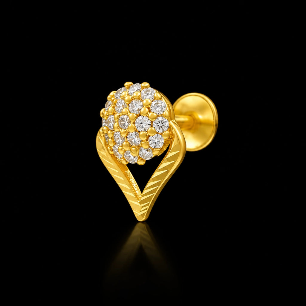 Stone Dome Cluster V Frame Stud Gold Layered