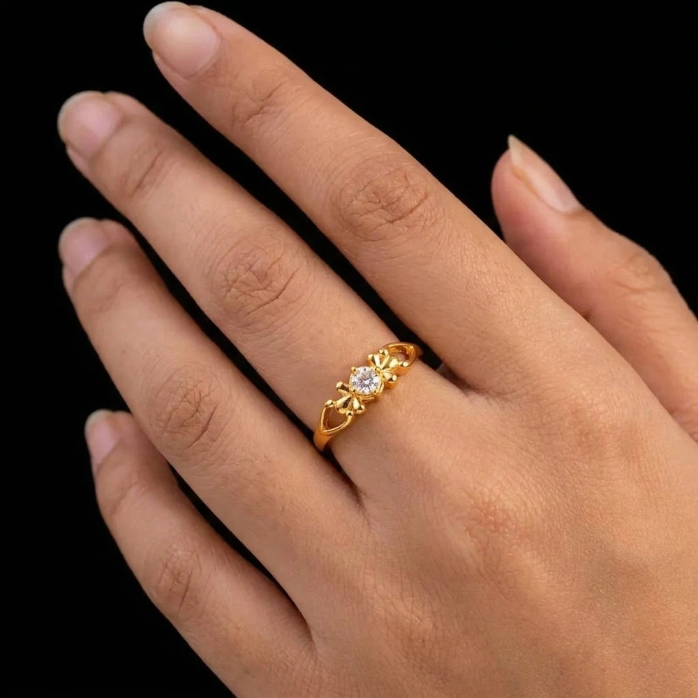 Stone Ring PSR233W-021 — Gold Plated Jewellery | Parakkat Jewels