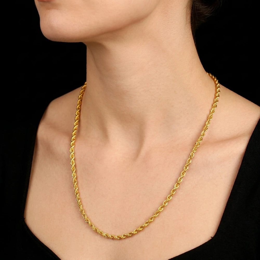 Gold Layered Rope Chain – 50X Thicker Than Plating, Anti-Tarnish - Gold Plated Jewellery | Parakkat