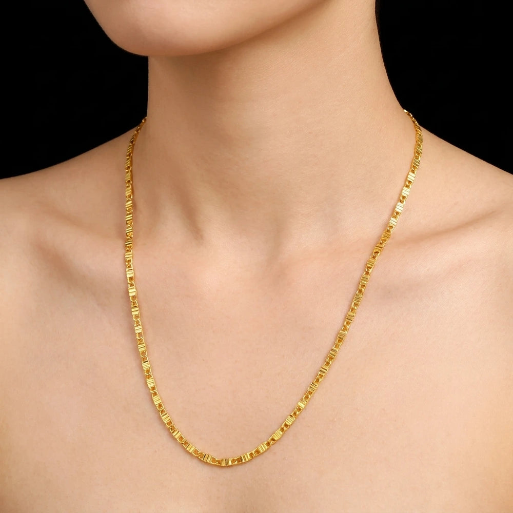 Bar Bead Line Chain Millennium Gold Layered