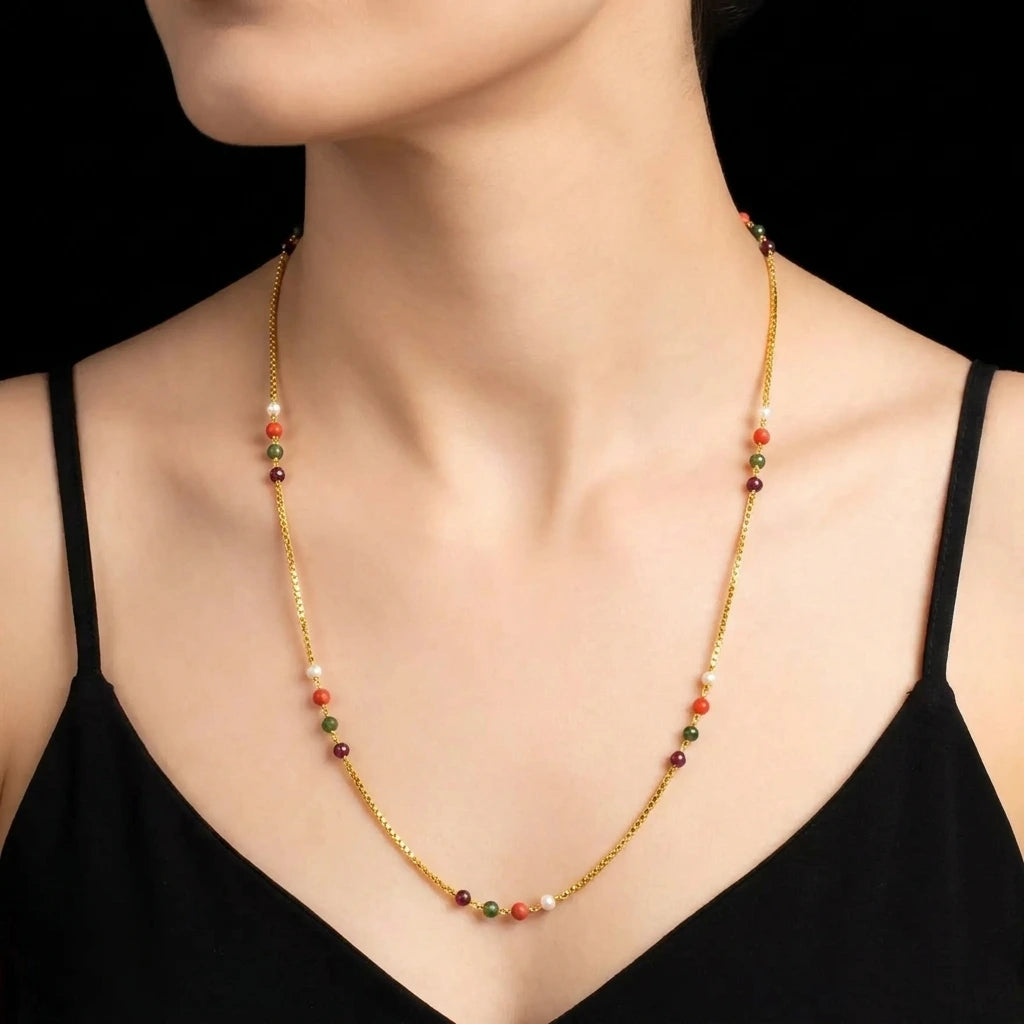 Coral/Pearl Stone chain PSC4-024