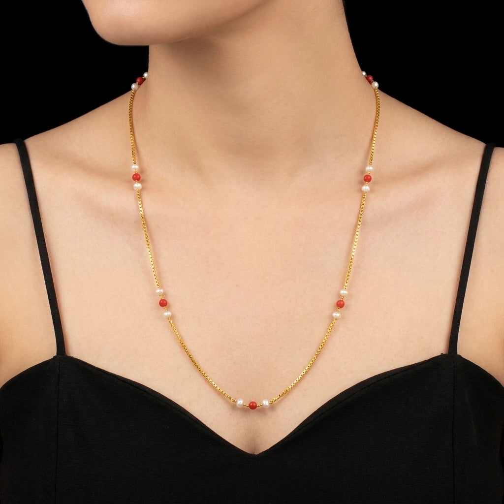 Coral/Pearl Stone chain PSC2-053
