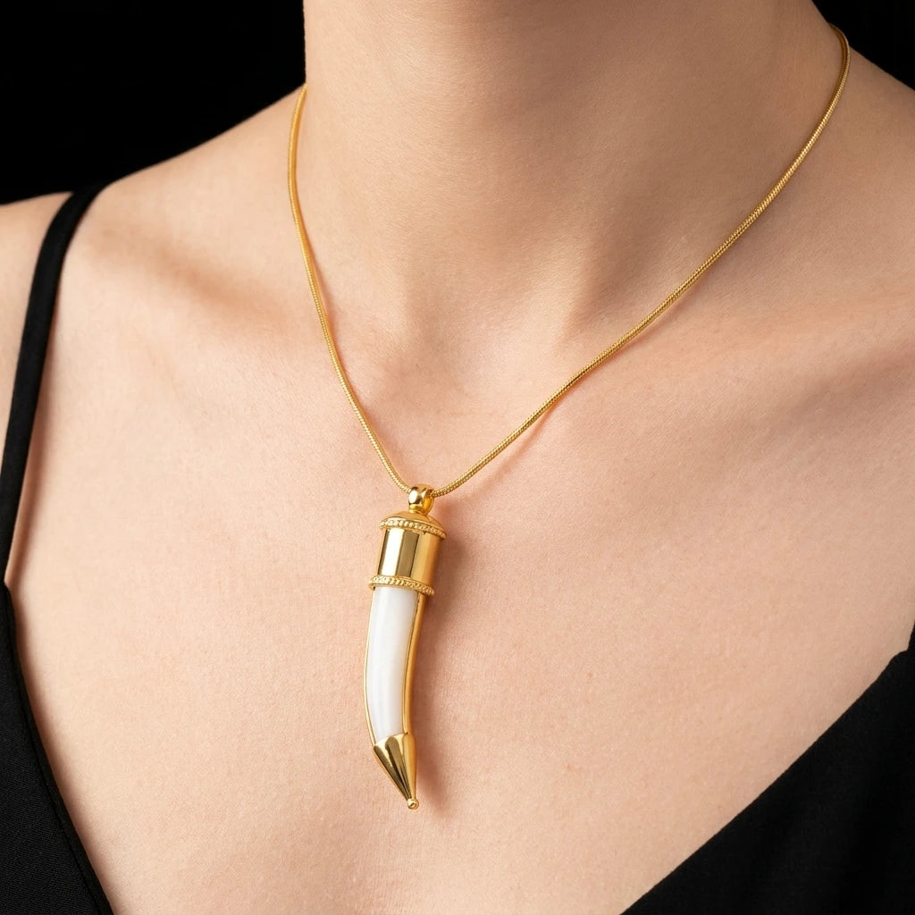 Gold Layered Silver Ivory Tusk Pendant GMSLGLT1-055