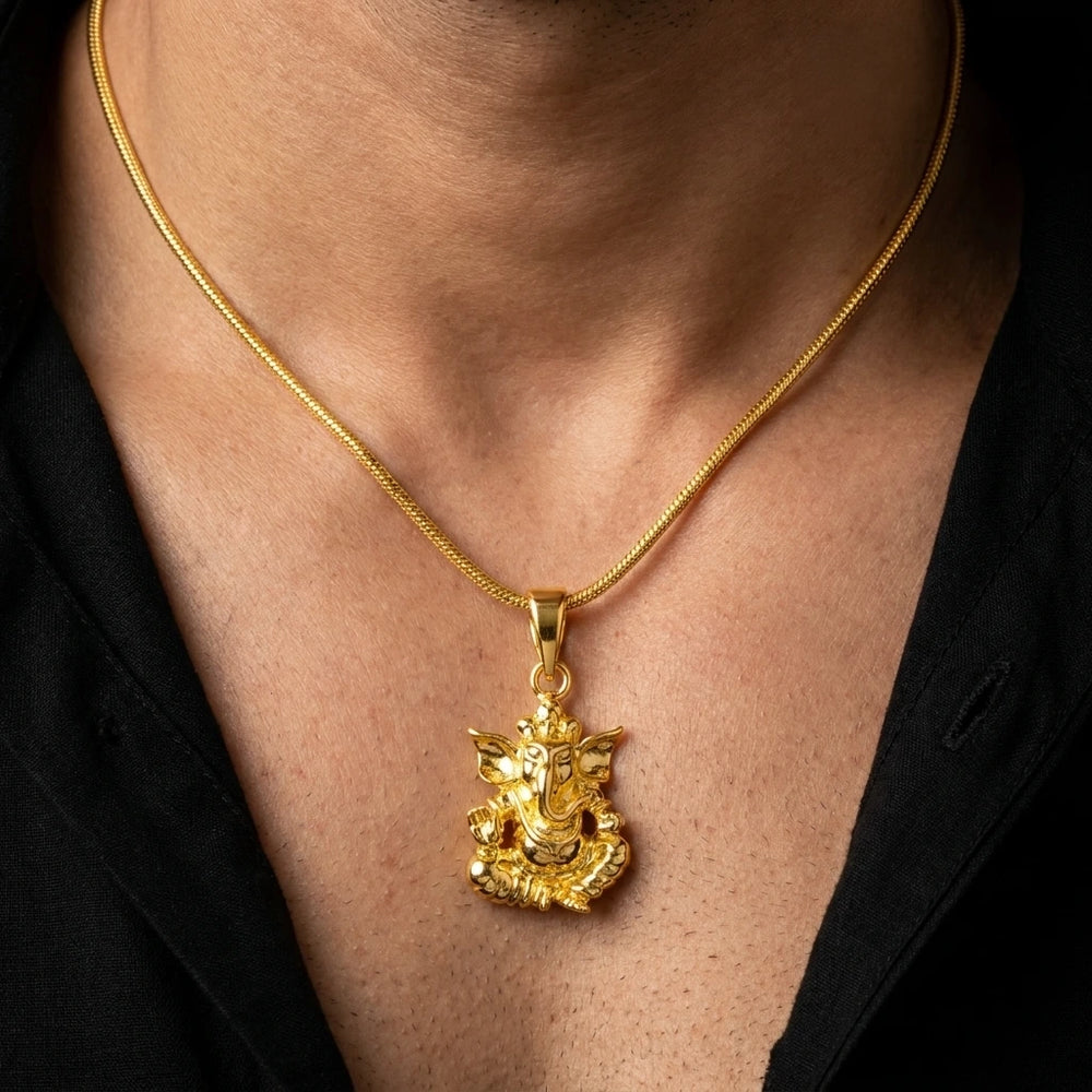 Seated Bold Figure Broad Locket Gold Layered