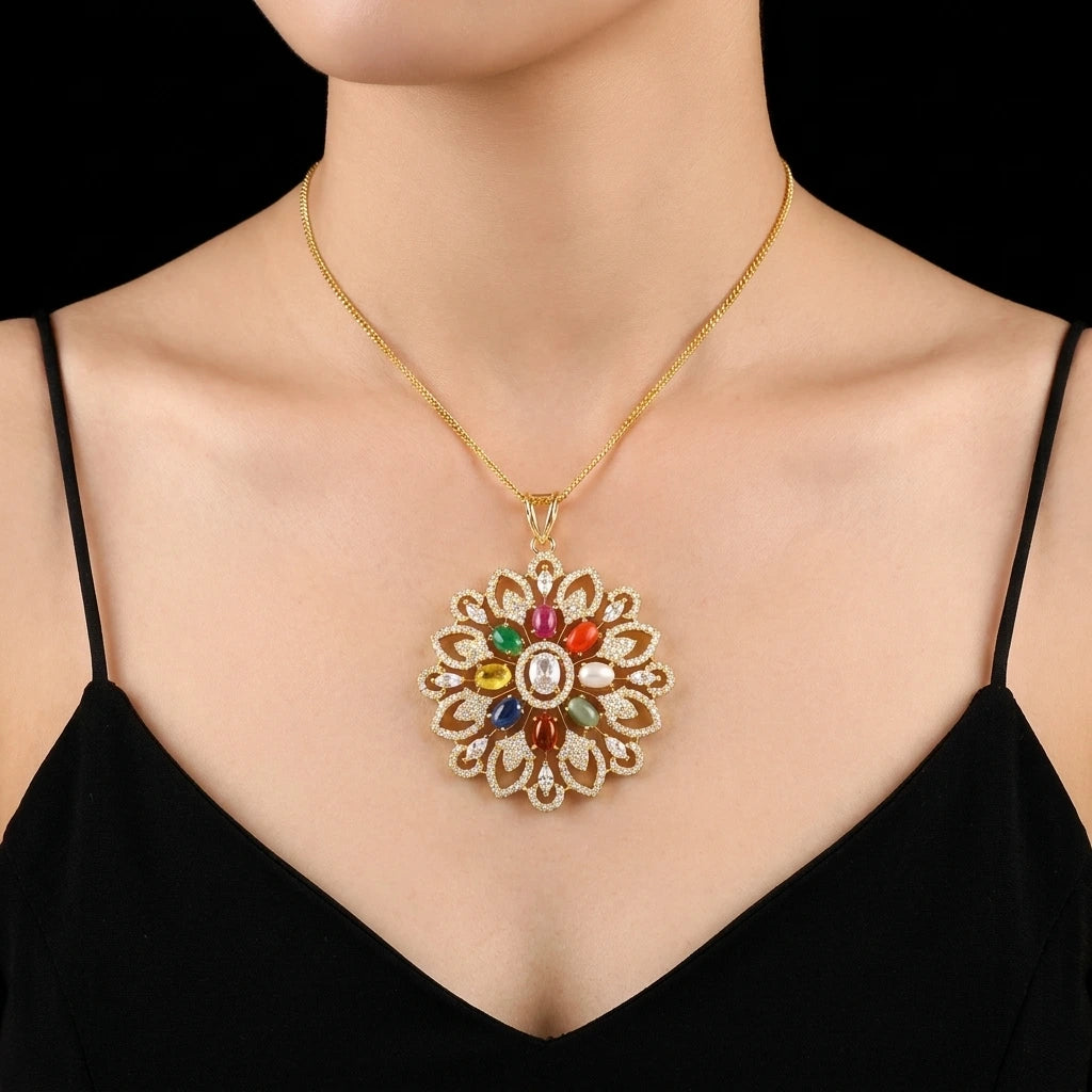 PREMIUM NAVARATNA PENDANT PMRNNSLT1-008