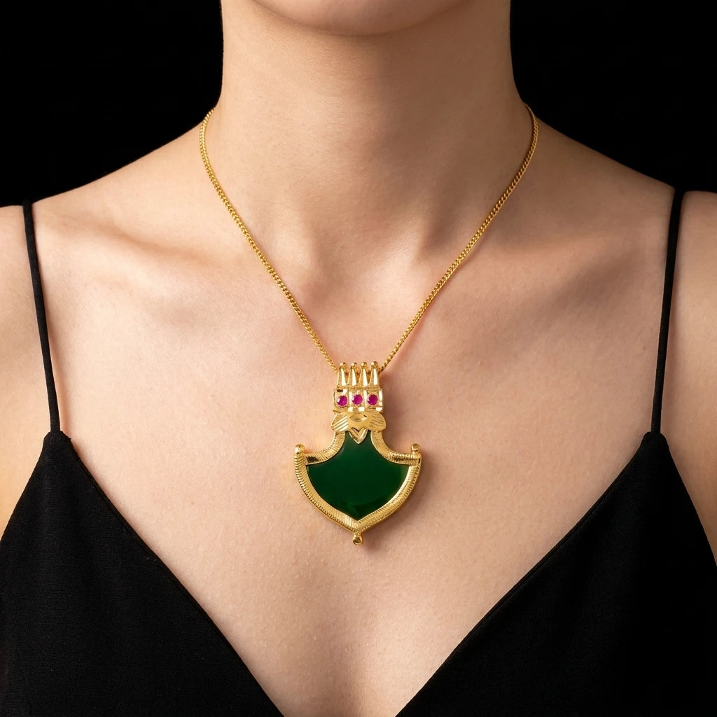 Palakka Green Stone Locket PSPKLTPG21A-082