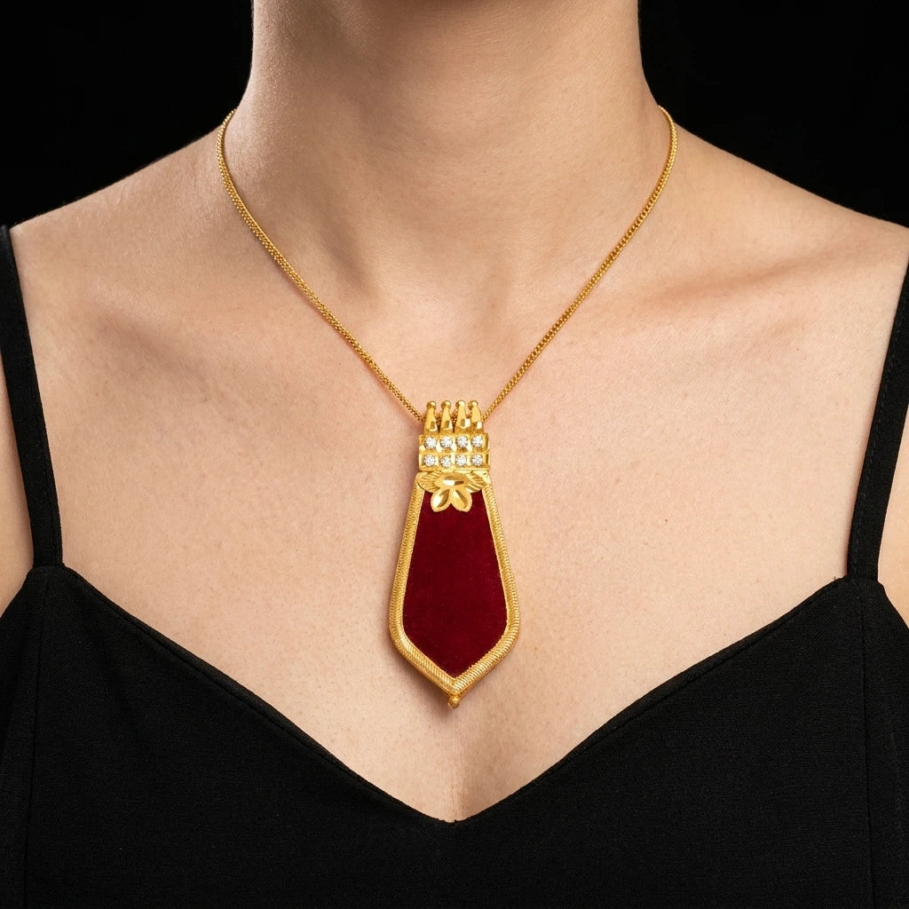 Palakka Red Stone Locket PSPKLTNX4a-083