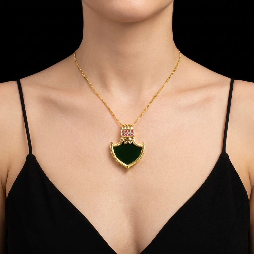 Palakka Green Stone Locket PSPKLPG12A-083