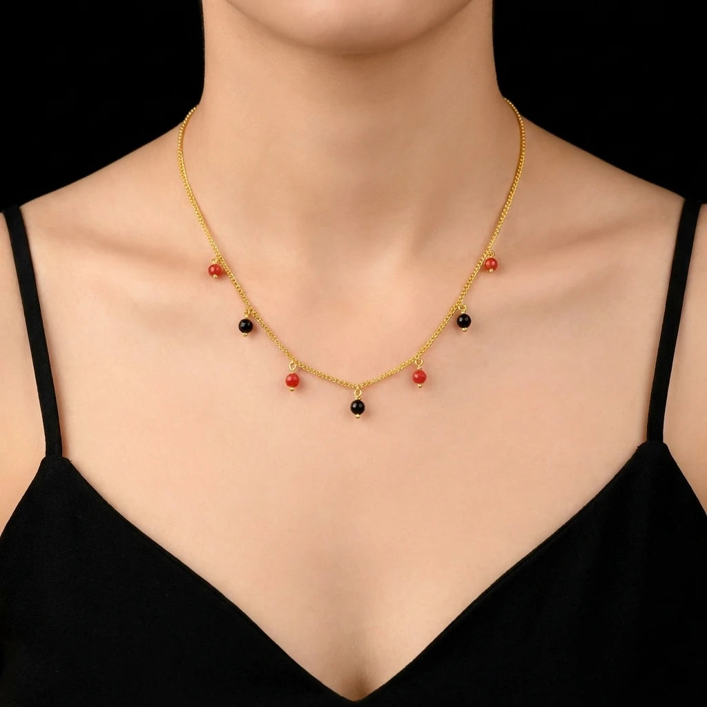 Black Bead Necklace PPNS3CBO-063