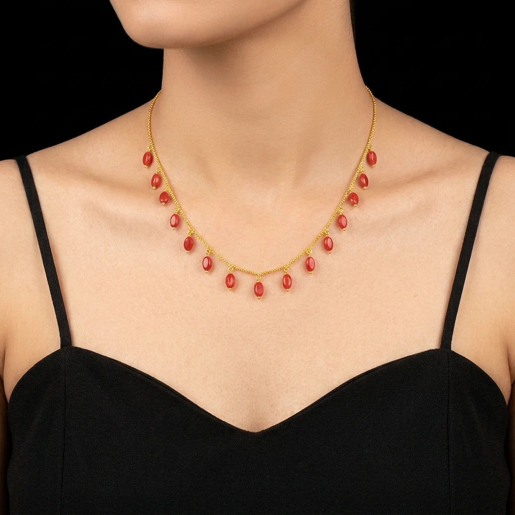 Red Bead Necklace PPNS7C-073