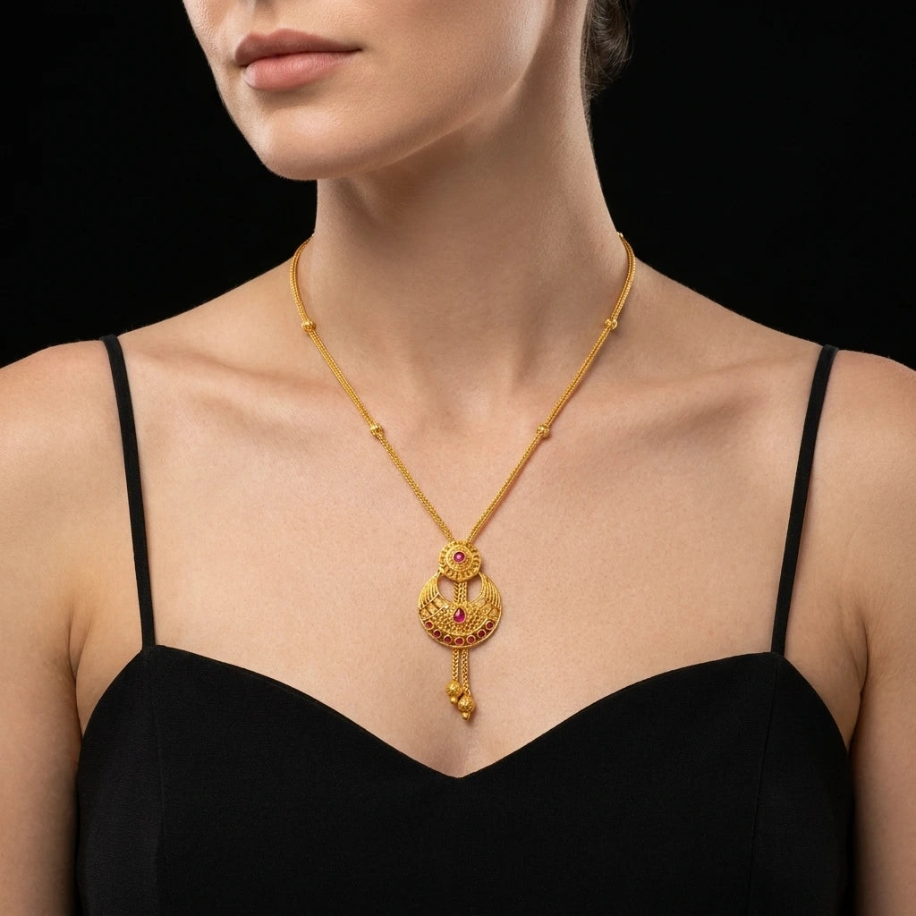 Ruby Studded Chandbali Pendant Necklace PSNS15R-054