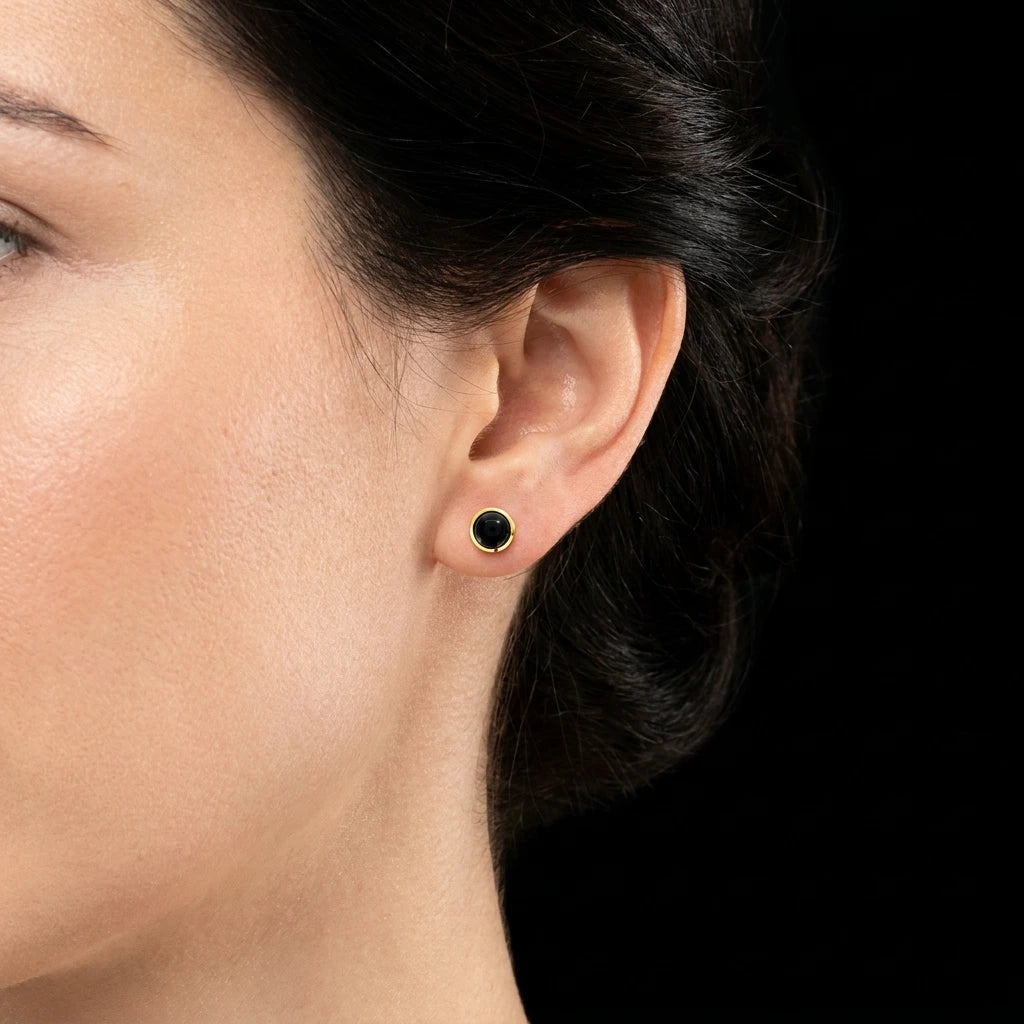 Black Bead gold stud PSST4BO-07