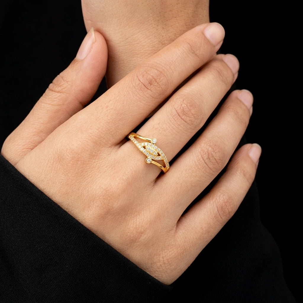 Adjustable Golden Stone Ring PSR65W-041