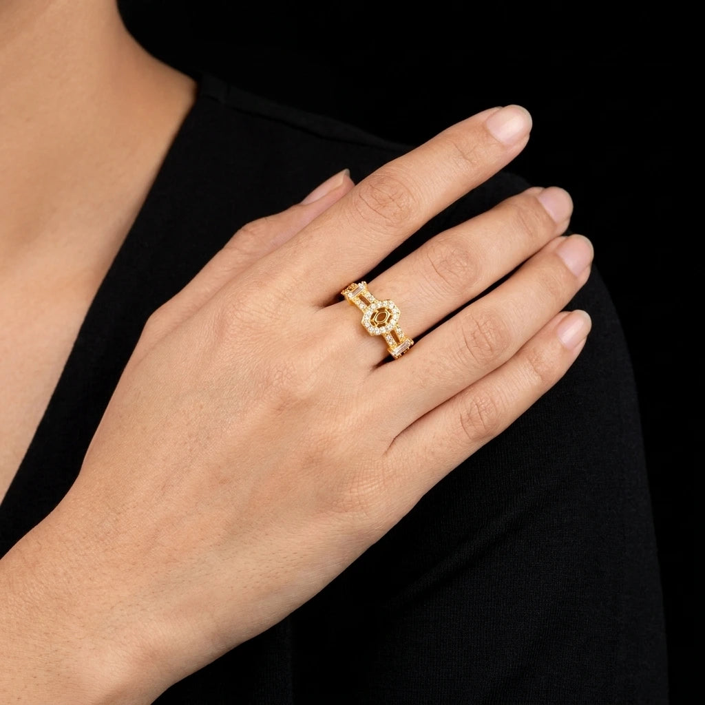 Adjustable Golden Stone Ring PSR64W-041